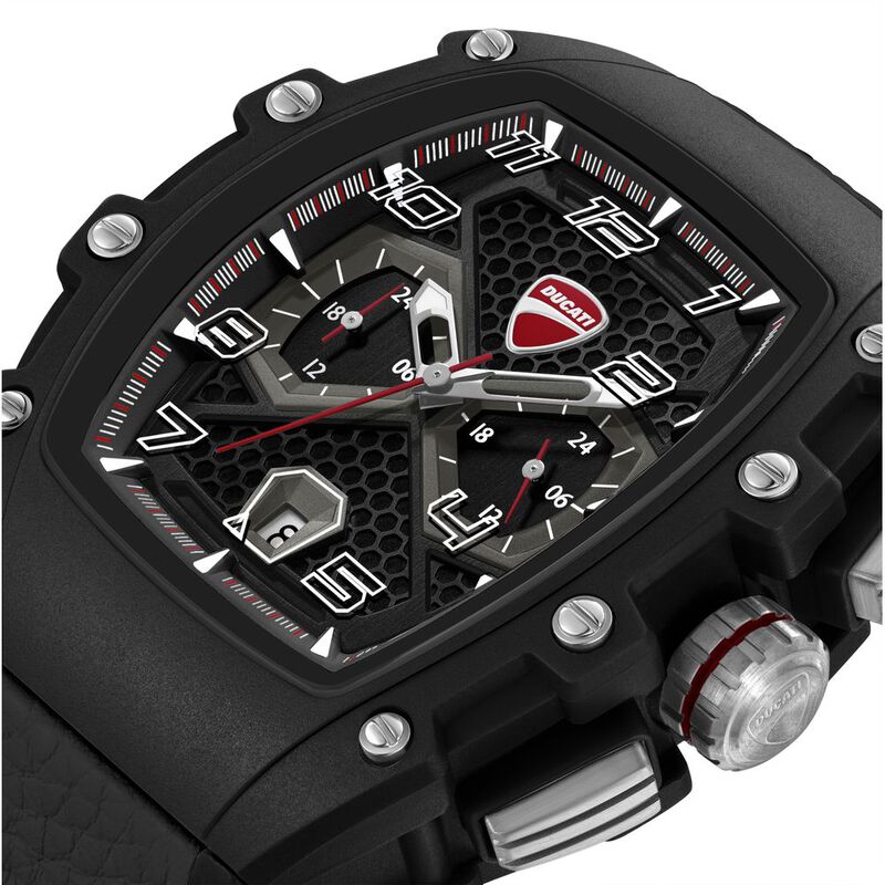 Ducati Quartz Multifunction Black Dial Black Silicone Strap Watch For Men