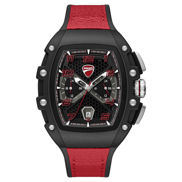 Ducati Quartz Multifunction Black Dial Black Silicone Strap Watch For Men