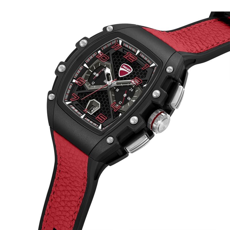Ducati Quartz Multifunction Black Dial Black Silicone Strap Watch For Men