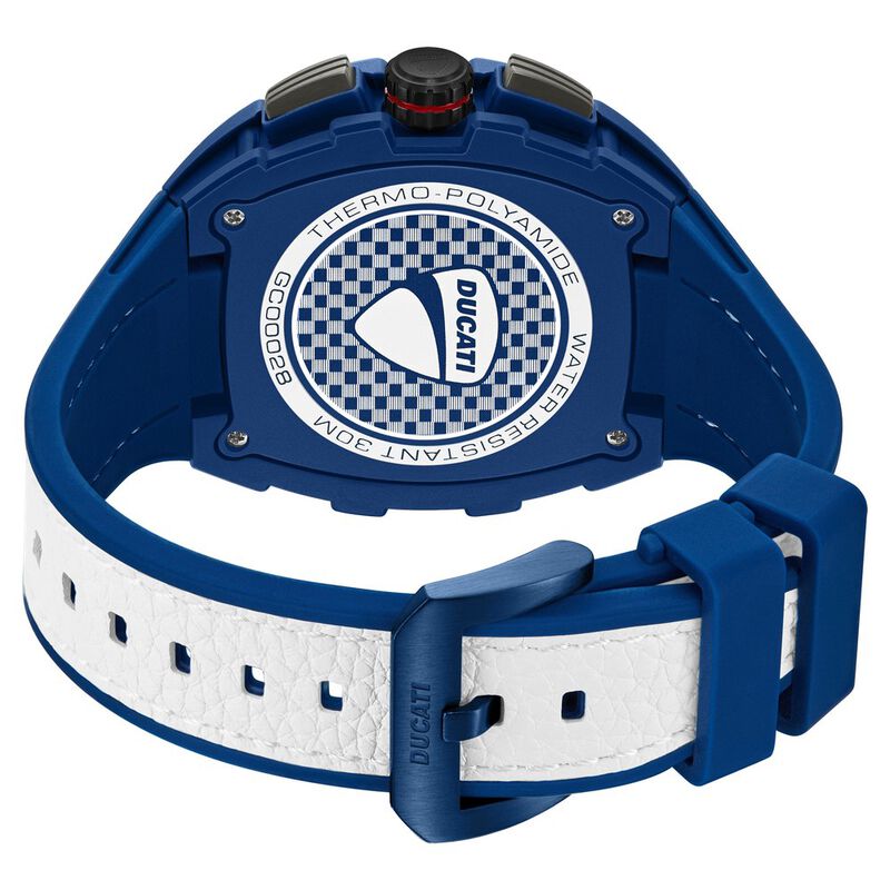 Ducati Quartz Multifunction Black Dial Blue Silicone Strap Watch For Men