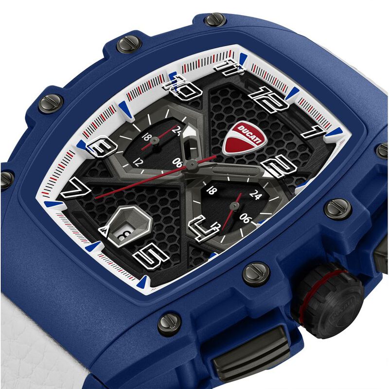 Ducati Quartz Multifunction Black Dial Blue Silicone Strap Watch For Men