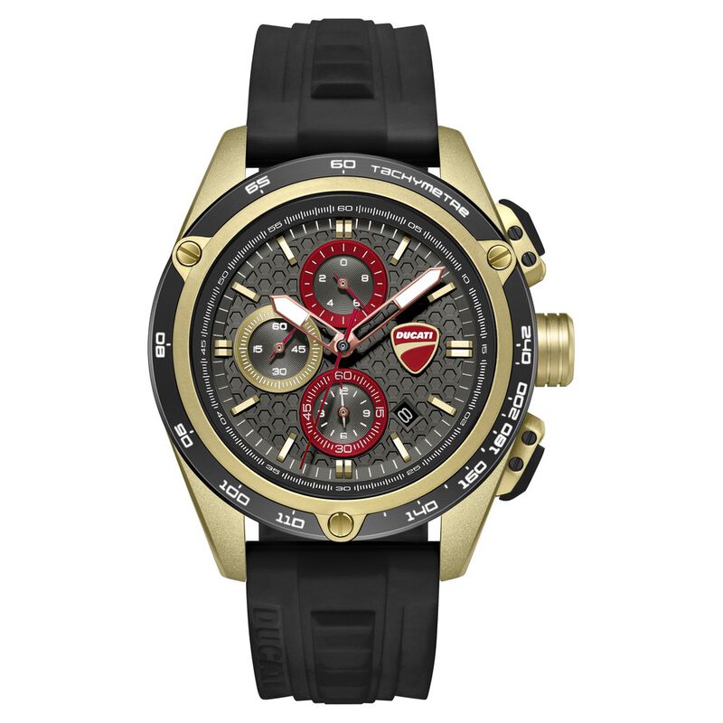 Ducati Quartz Chronograph Grey Dial Black Silicone Strap Watch For Men