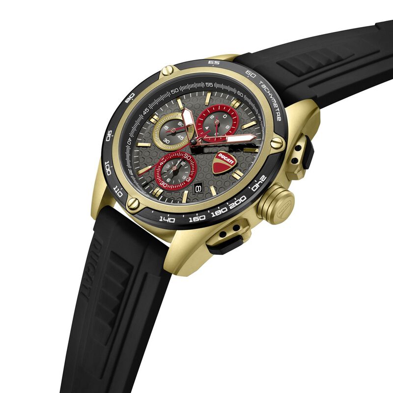 Ducati Quartz Chronograph Grey Dial Black Silicone Strap Watch For Men