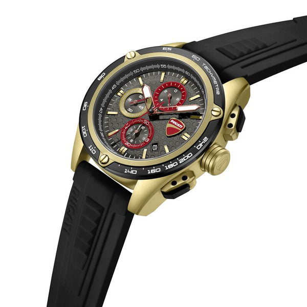 Ducati Quartz Chronograph Grey Dial Black Silicone Strap Watch For Men