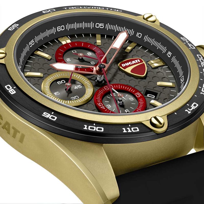Ducati Quartz Chronograph Grey Dial Black Silicone Strap Watch For Men