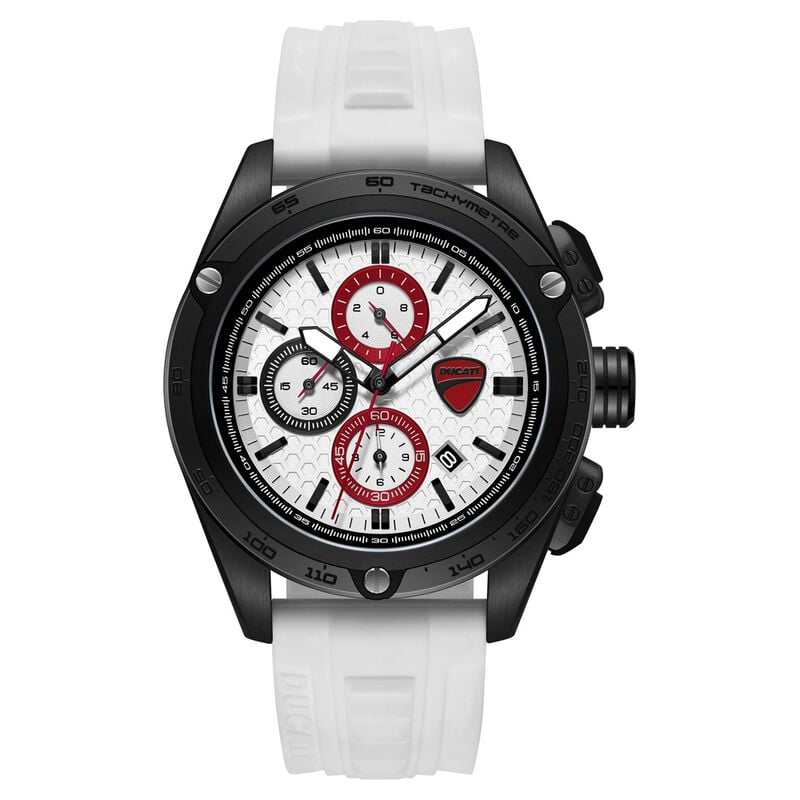 Ducati Quartz Chronograph White Dial White Silicone Strap Watch For Men