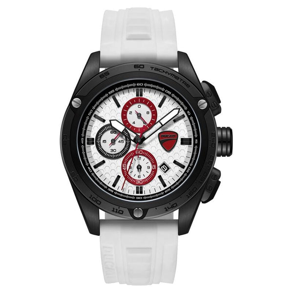 Ducati Quartz Chronograph White Dial White Silicone Strap Watch For Men