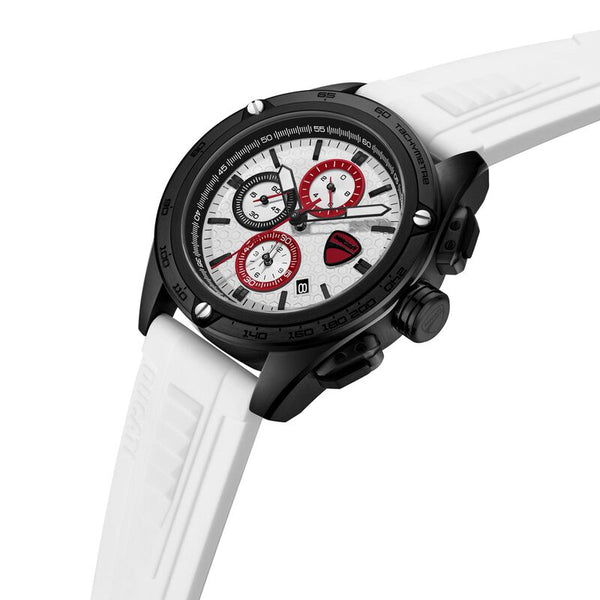 Ducati Quartz Chronograph White Dial White Silicone Strap Watch For Men