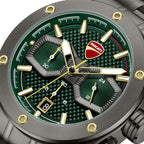 Ducati Quartz Chronograph Green Dial Grey Stainless Steel Strap Watch For Men