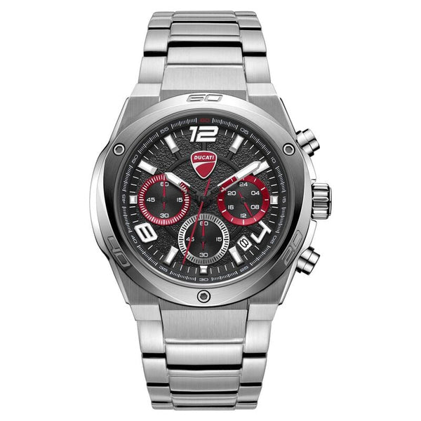 Ducati Quartz Chronograph Black Dial Silver Stainless Steel Strap Watch For Men