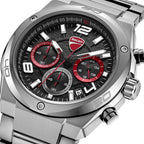 Ducati Quartz Chronograph Black Dial Silver Stainless Steel Strap Watch For Men