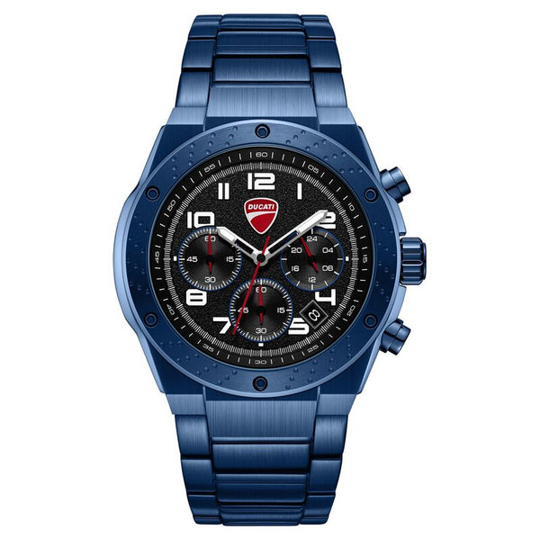 Ducati Quartz Chronograph Black Dial Blue Stainless Steel Strap Watch For Men