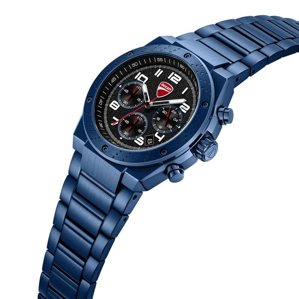 Ducati Quartz Chronograph Black Dial Blue Stainless Steel Strap Watch For Men
