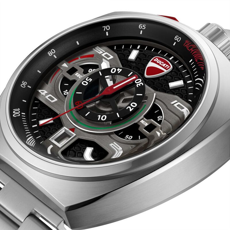 Ducati Quartz Chronograph Black Dial Silver Stainless Steel Strap Watch For Men