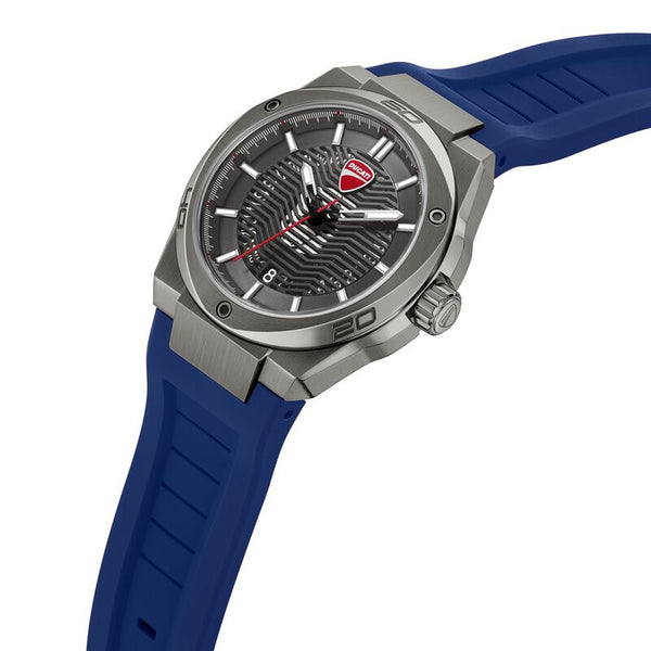 Ducati Quartz Analog Grey Dial Blue Silicone Strap Watch For Men