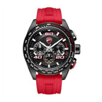 Ducati Quartz Chronograph Black Dial Red Silicone Strap Watch For Men