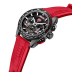 Ducati Quartz Chronograph Black Dial Red Silicone Strap Watch For Men