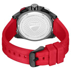Ducati Quartz Chronograph Black Dial Red Silicone Strap Watch For Men