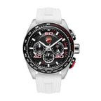 Ducati Quartz Chronograph Black Dial White Silicone Strap Watch For Men