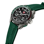 Ducati Quartz Chronograph Black Dial Green Silicone Strap Watch For Men