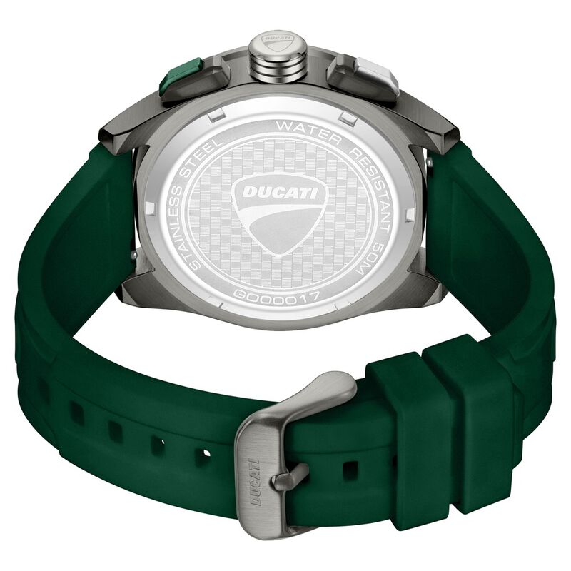 Ducati Quartz Chronograph Black Dial Green Silicone Strap Watch For Men