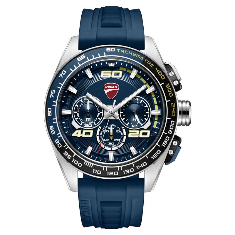 Ducati Quartz Chronograph Blue Dial Blue Silicone Strap Watch For Men
