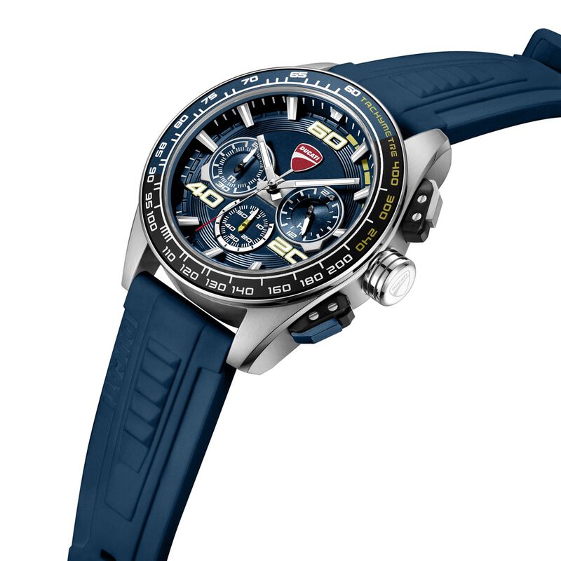 Ducati Quartz Chronograph Blue Dial Blue Silicone Strap Watch For Men