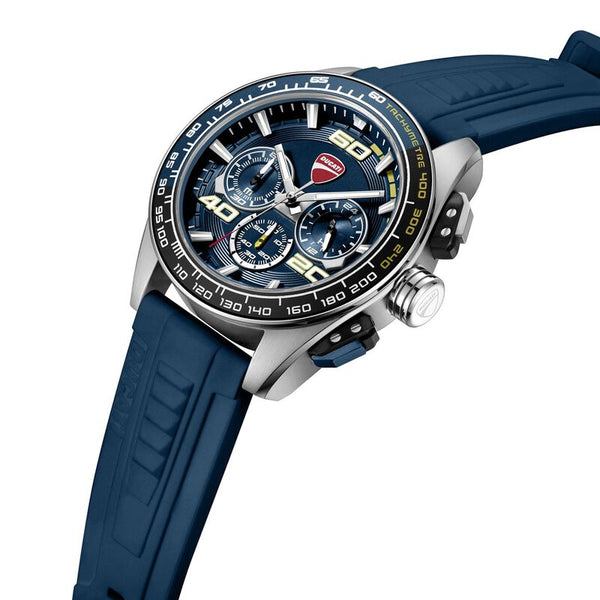 Ducati Quartz Chronograph Blue Dial Blue Silicone Strap Watch For Men