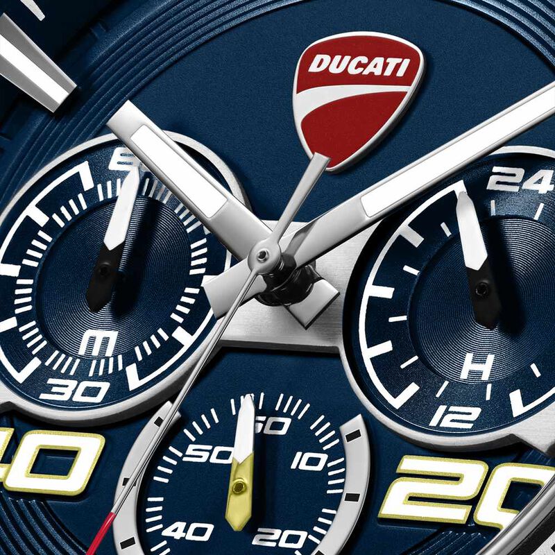 Ducati Quartz Chronograph Blue Dial Blue Silicone Strap Watch For Men