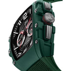 Ducati Quartz Multifunction Black Dial Green Silicone Strap Watch For Men