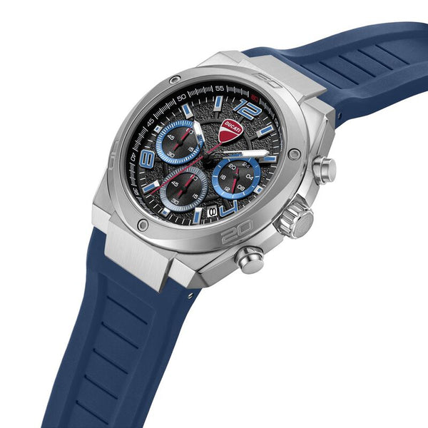 Ducati Quartz Chronograph Blue Dial Blue Silicone Strap Watch For Men