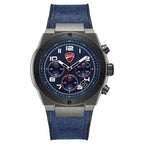 Ducati Quartz Chronograph Blue Dial Black Silicone Strap Watch For Men
