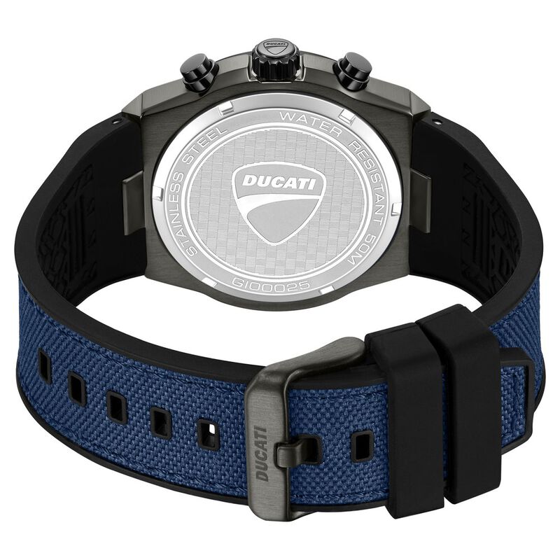 Ducati Quartz Chronograph Blue Dial Black Silicone Strap Watch For Men