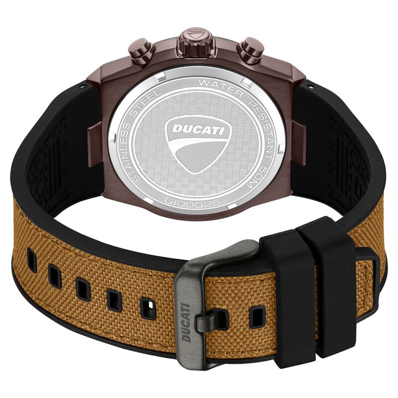 Ducati Quartz Chronograph Brown Dial Black Silicone Strap Watch For Men