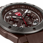 Ducati Quartz Chronograph Brown Dial Black Silicone Strap Watch For Men