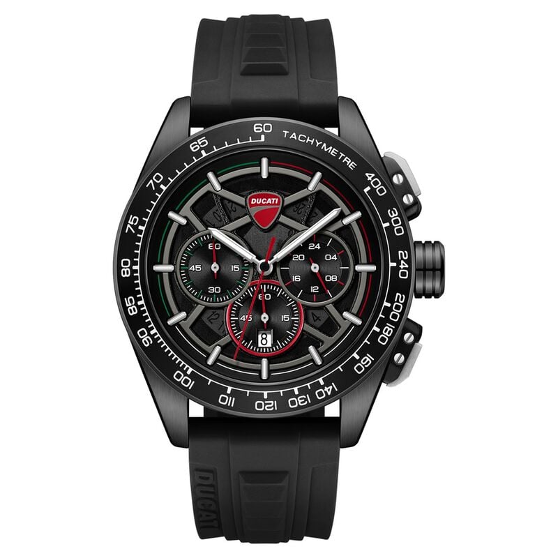 Ducati Quartz Chronograph Black Dial Black Silicone Strap Watch For Men