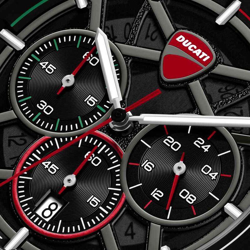 Ducati Quartz Chronograph Black Dial Black Silicone Strap Watch For Men