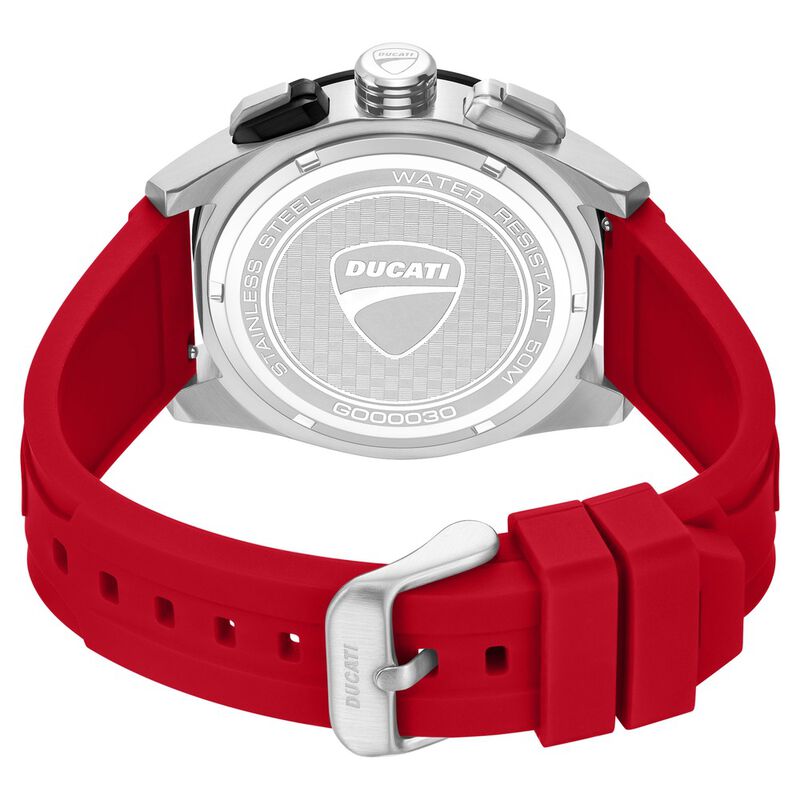 Ducati Quartz Chronograph Black Dial Red Silicone Strap Watch For Men