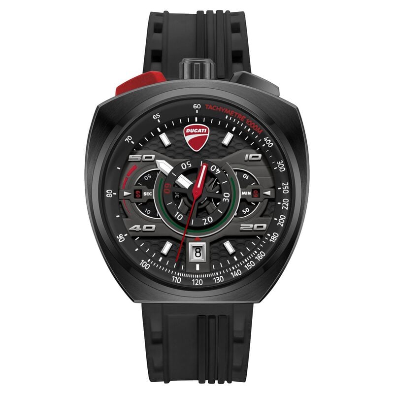 Ducati Quartz Chronograph Black Dial Black Silicone Strap Watch For Men