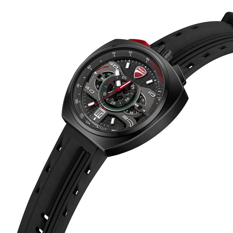 Ducati Quartz Chronograph Black Dial Black Silicone Strap Watch For Men