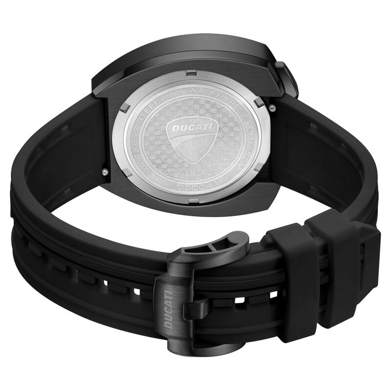 Ducati Quartz Chronograph Black Dial Black Silicone Strap Watch For Men