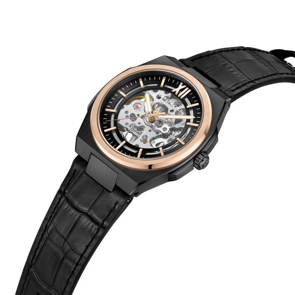 Kenneth Cole Analog Mechanical Hand Wound Black Colour Leather Strap Watch Men