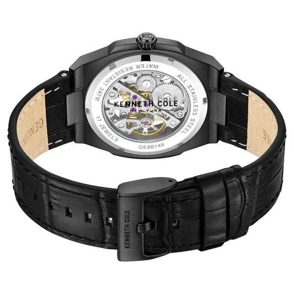 Kenneth Cole Analog Mechanical Hand Wound Black Colour Leather Strap Watch Men