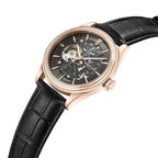 Kenneth Cole Mechanical Hand Wound Analog Mechanical Grey Dial Watch for Men with Leather Strap