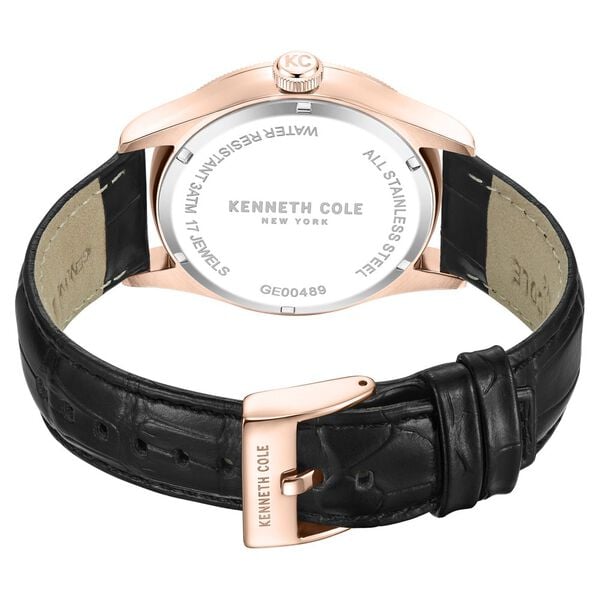 Kenneth Cole Mechanical Hand Wound Analog Mechanical Grey Dial Watch for Men with Leather Strap