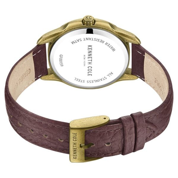 Kenneth Cole Quartz Multifunction Brown Dial Watch for Men with Brown Leather Strap