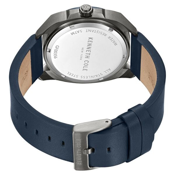 Kenneth Cole Quartz Multifunction Blue Dial Watch for Men with Blue Leather Strap