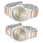 Kenneth Cole Quartz Analog Grey Dial Watch for Couple with Rose Gold Stainless Steel Strap