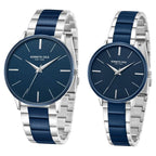 Kenneth Cole Quartz Analog Watch for Couple with Blue Dial Stainless Steel Strap