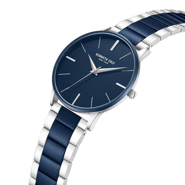 Kenneth Cole Quartz Analog Watch for Couple with Blue Dial Stainless Steel Strap